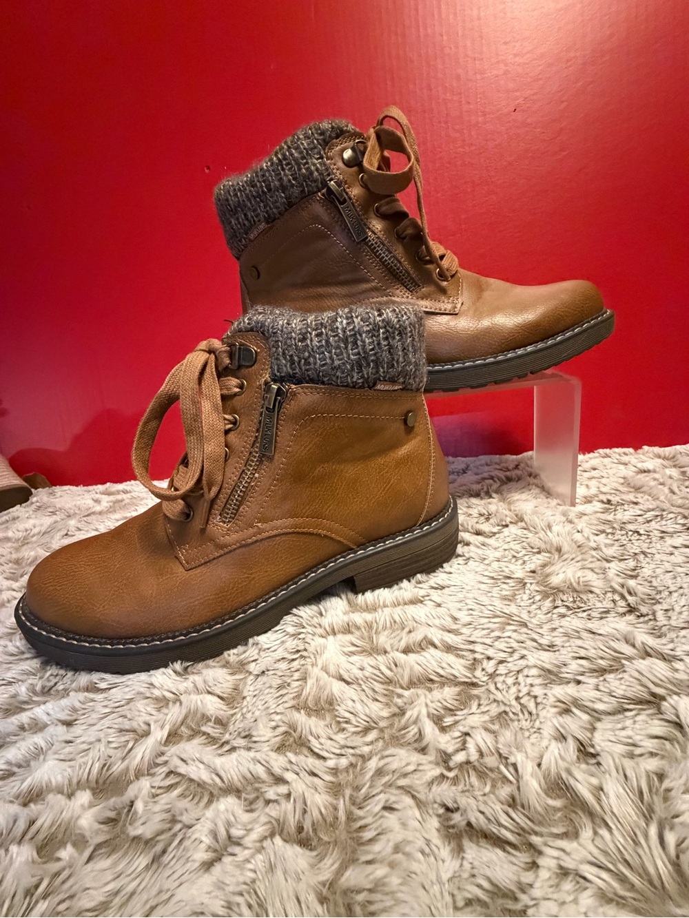 Muk Luks Garland Georgia Hiking Boots with Knit Sweater Cuffs